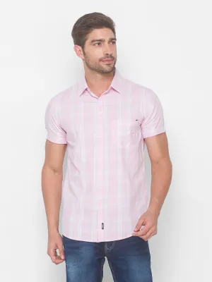Spykar Men Baby Pink Cotton Shirts (Slim)