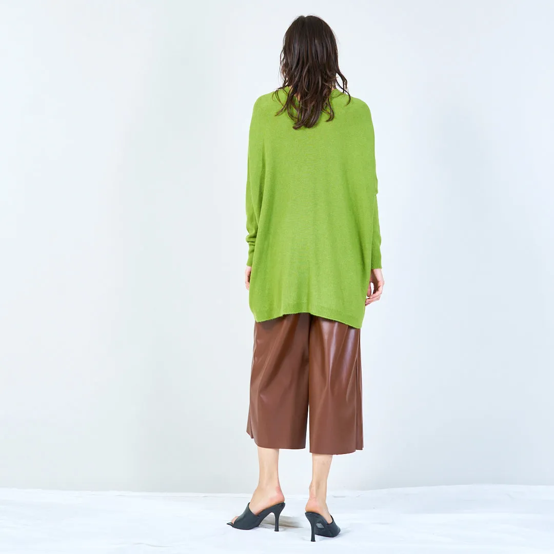 V-neck oversized knit sweater with front pockets wholesale