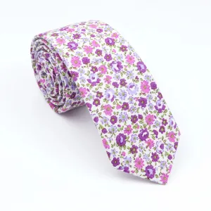 Watertown Floral Cotton Tie, White / Purple / Pink
