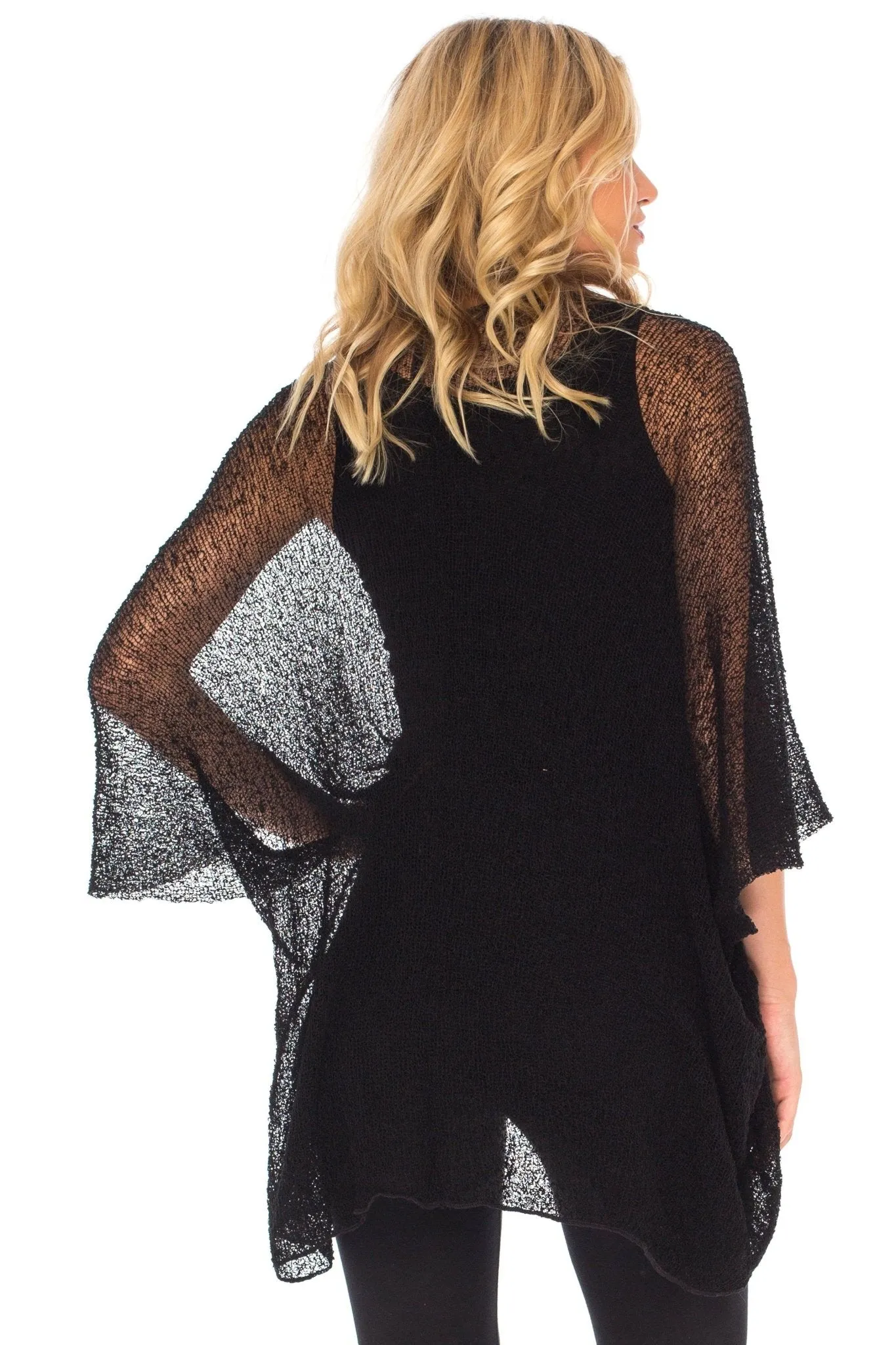 Wide Sheer Kimono Cardigan - Open Front Cover-Up by SHU-SHI