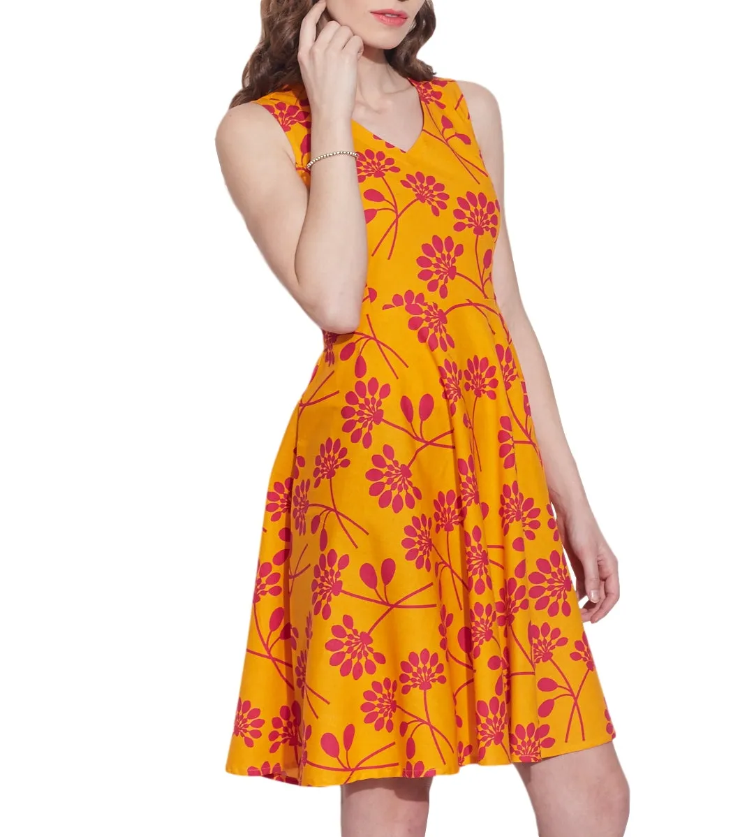 Women Apparels Cotton Printed Dress,Machine Washable,W-CPD36-1617, Size-36 Inch