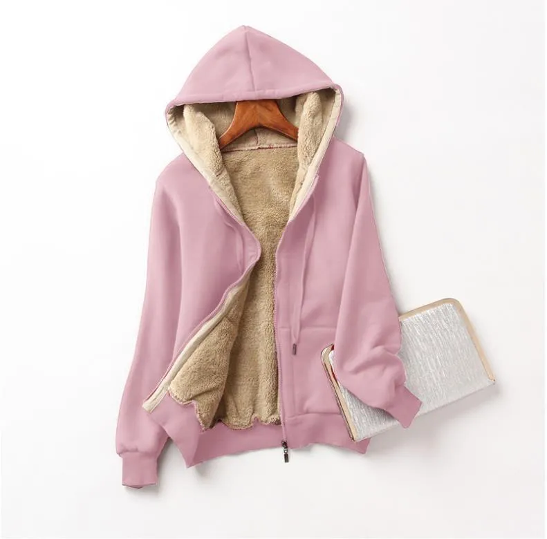 Women's Hooded Long Sleeve Solid Color Hoodie Coats
