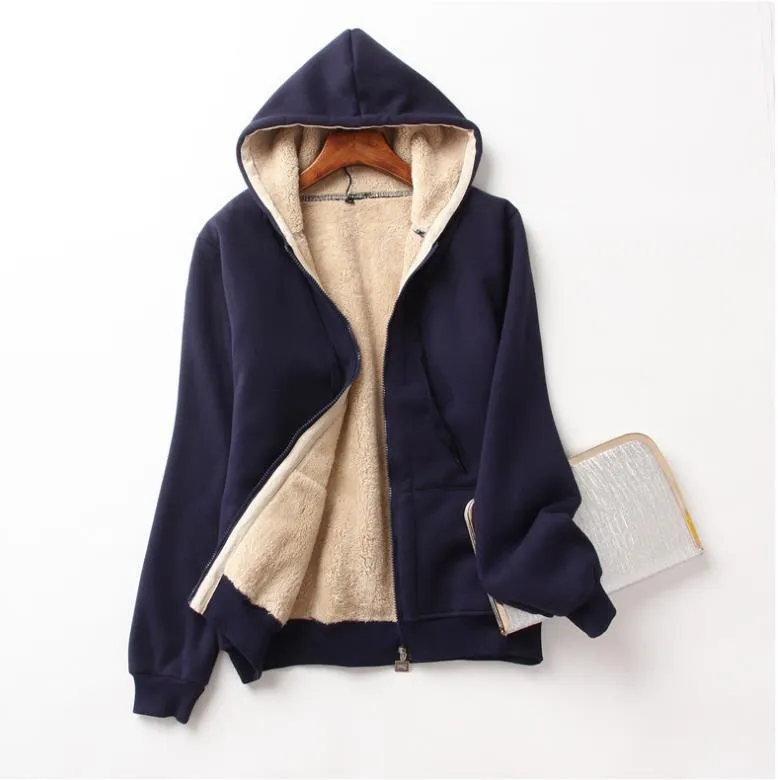 Women's Hooded Long Sleeve Solid Color Hoodie Coats