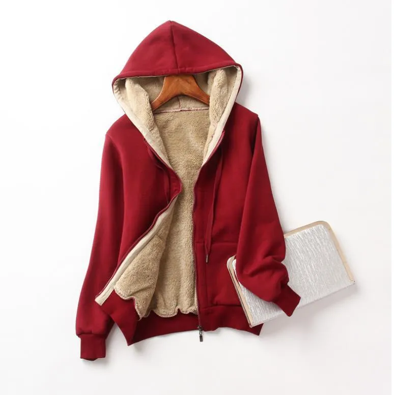 Women's Hooded Long Sleeve Solid Color Hoodie Coats