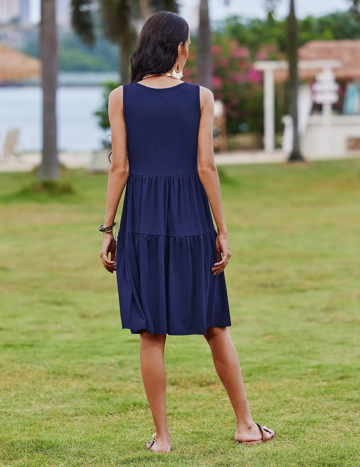 Zeagoo Boho Floral Casual Tank Dresses with Pockets